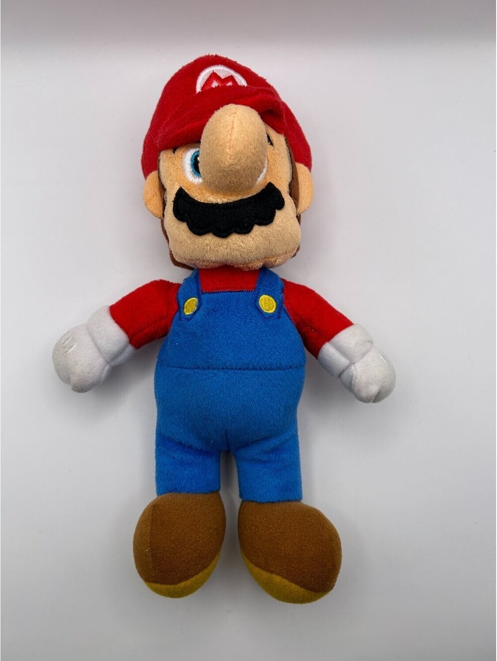 Nintendo Super Mario Plush Doll Red Blue Fabric Black Felt Mustache White Gloves